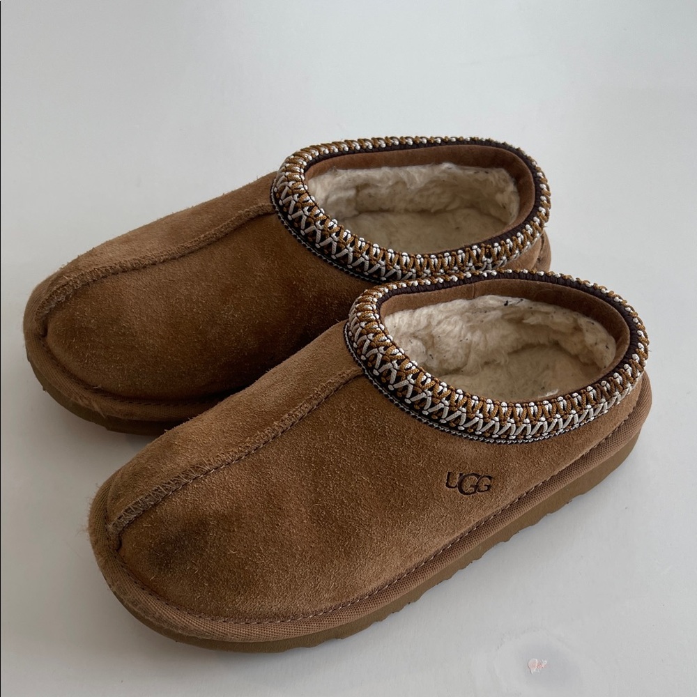 UGG Chestnut Tasman Suede Shearling-Lined Slip-Ons